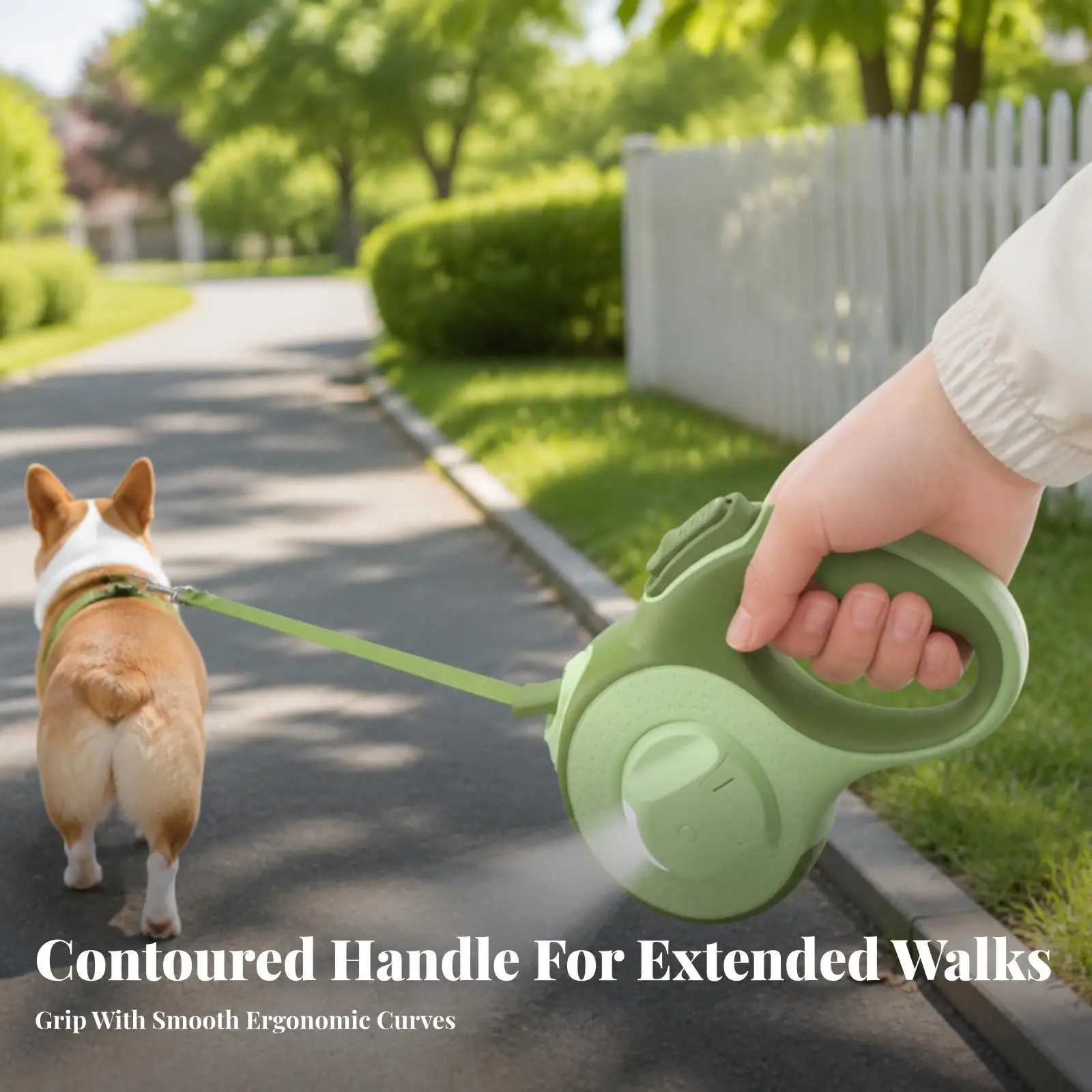 Dog Leash Retractable with Built in Light Comfortable Round Handle Metal Clip for Outdoor Adventure Control