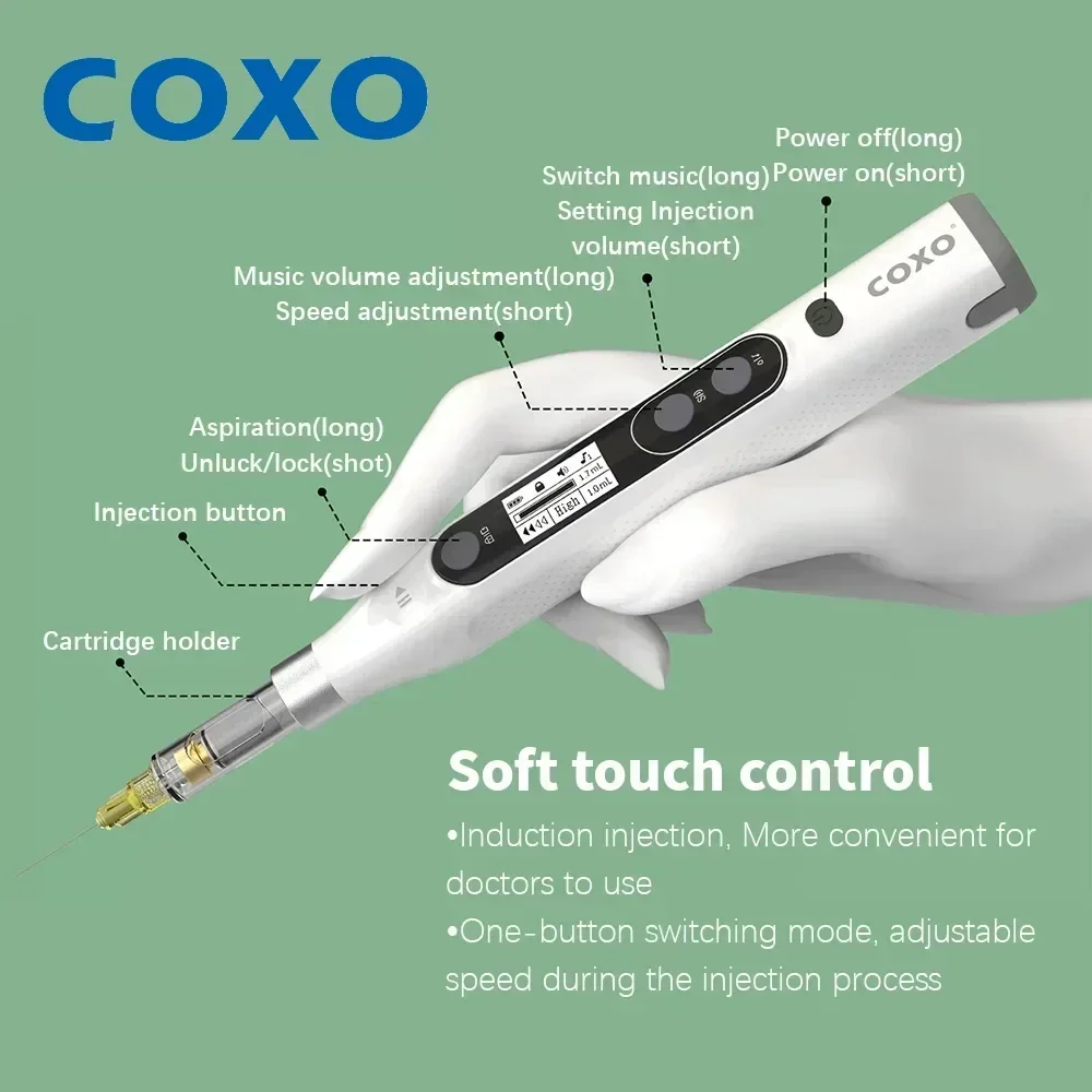 COXO GENI Dental Anesthetic Injector: LCD Display, Painless Wireless Oral Injection System Adjustable Speeds Soft touch control