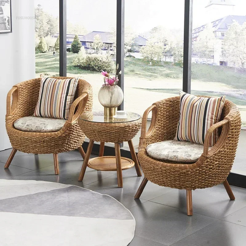 

Outdoor Garden Furniture Set Balcony Natural Rattan Backrest Chairs Small Table and Chair Set Home Courtyard Outdoor Furniture Z