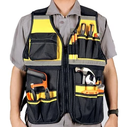 Electrician Tools Vest with Multifunctional Tool Pockets Photographer Vests for Men Reflective Visible Vest Maintenance