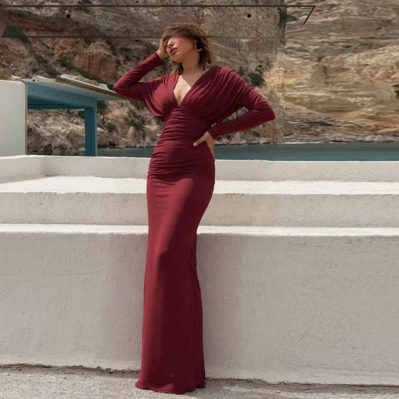 

Сексуальное кружевное облегающее платье с завышенной талией, плиссированное, из полиэстера, летнее, длинное, на бретельках, для женщин