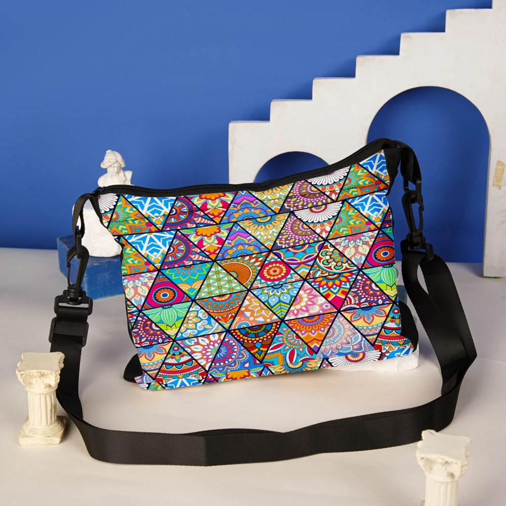 1pc Colorful Geometric Pattern Crossbody Bag Multicolor Mandala Print Shoulder Bags For Women Travel Shopping Daily Use Fashion