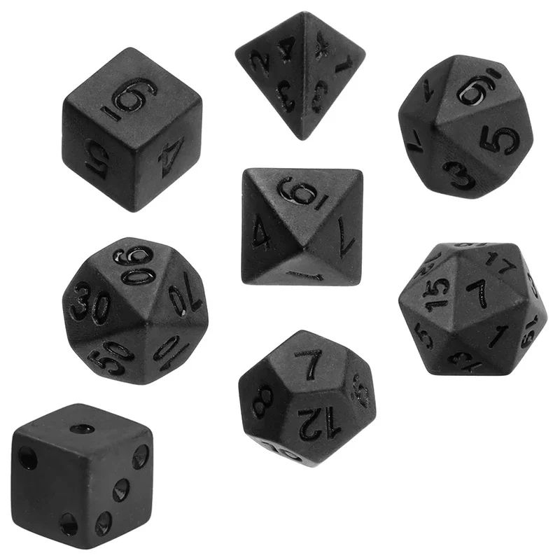 7pcs/lot Matte Black Dice Set D4 D6 D8 D10 D% D12 D20 Digital Dice Entertainment Party Table Games  Polyhedral Dice