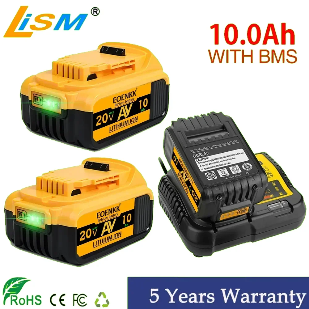 New DCB200 20V 10.0Ah15.0Ah Lithium Replacement Battery For Dewalt 18V DCB184 DCB200 DCB182 DCB180 DCB181 DCB182 DCB201 DCB206