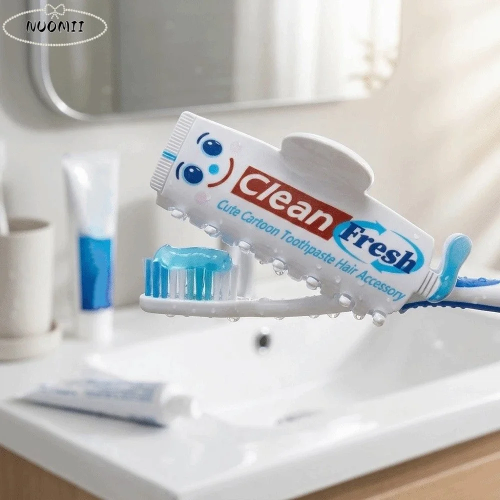 

Cute Design Toothpaste Shaped Hair Claw White Interesting Acrylic Shark Clip Hair Accessories Funny Cartoon Hair Clip