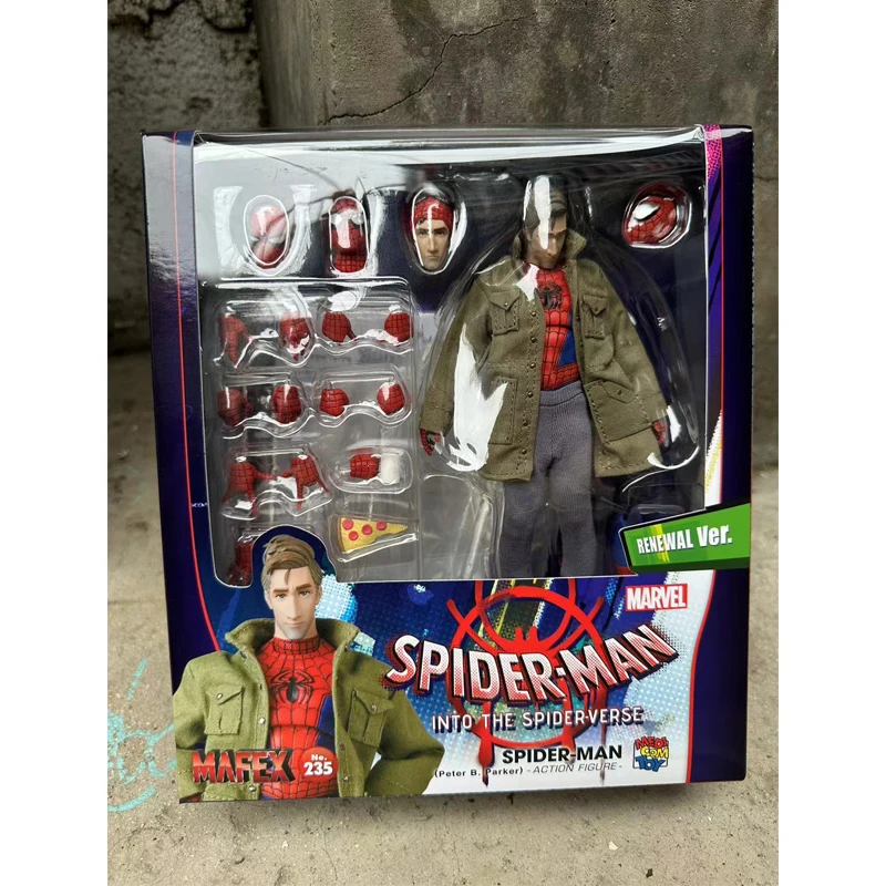 MAFEX-figura móvil de Spiderman Peter B Parker, juguete de colección de Anime, multiverso