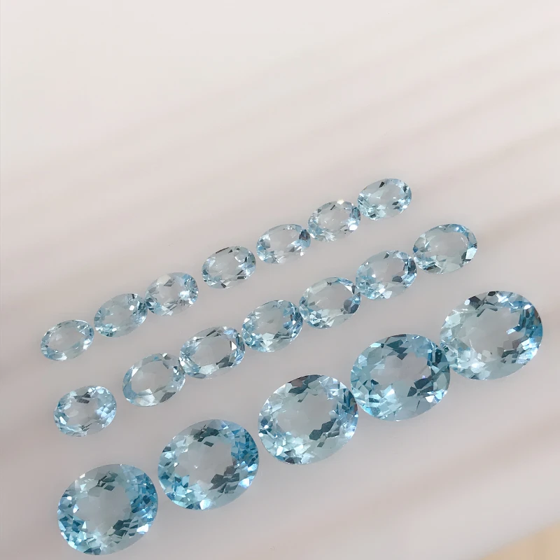 Hot Selling Natural Topaz Loose Stone Sky Blue Gem Cut Full of Fire Can Be Customized Personalized Jewelry