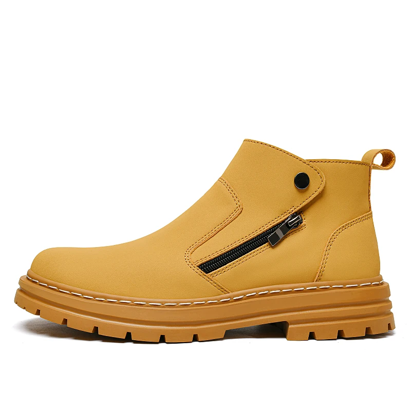 Big Size 49 50 British Style Ankle Boots With Zippers For Men Women Couples Winter Plush/Non-Plush Two Options