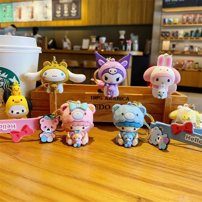 سلسلة مفاتيح سانريو ليتل توين ستارز باللونين الأزرق والوردي من مادة السيليكون لمنع فقدان مفاتيح السيارة لتزيين حقيبة ظهر الطالب #2