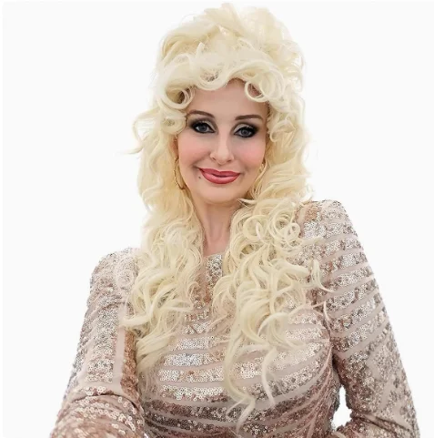 Women Light Blonde Fluffy Long Curly Wig, Retro Stage Full Wig for Halloween Party
