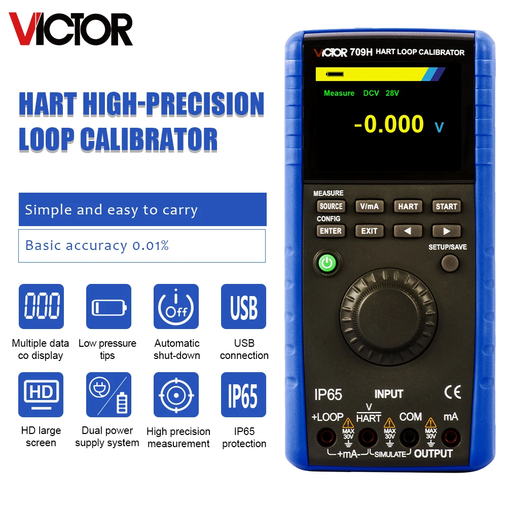 

Victor 709H IP65 Thermocouple Calibration Equipment HART Communication Loop Calibrator