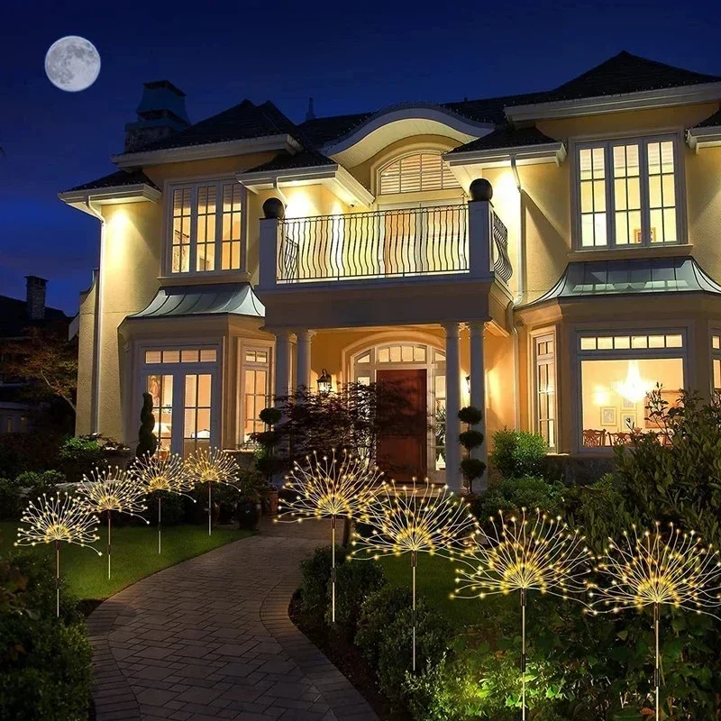 عيد الميلاد الديكور حفل زفاف السنة الجديدة ديكور الشمسية LED الألعاب النارية ضوء في الهواء الطلق مقاوم للماء حديقة أضواء جارلاند الجنية الشمسية