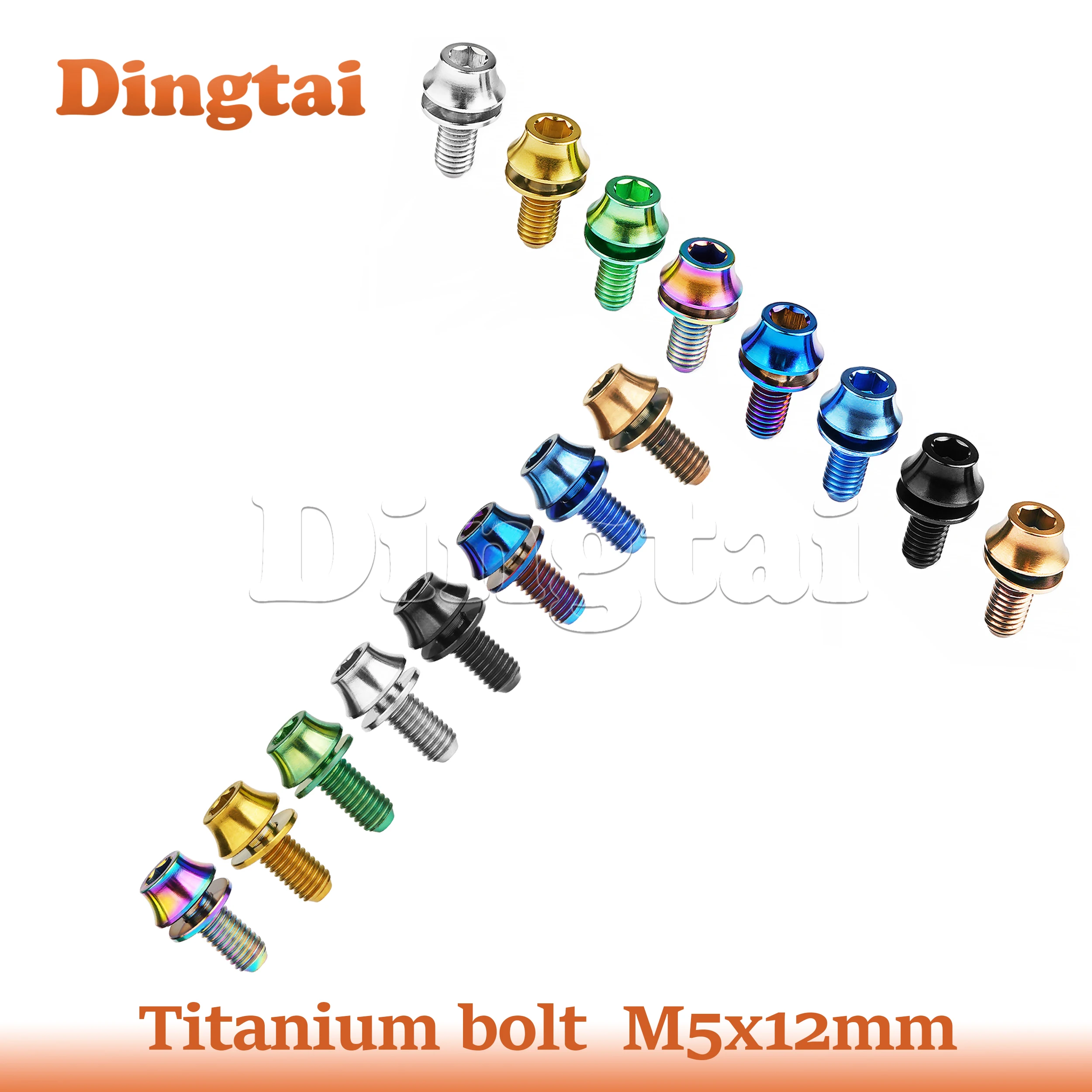 Dingtai Titanium Bolt M5x12mm Round head with Gasket Screws  for Fixing Bike Water Bottle Cage Screw Cycling Water Bottle Cage