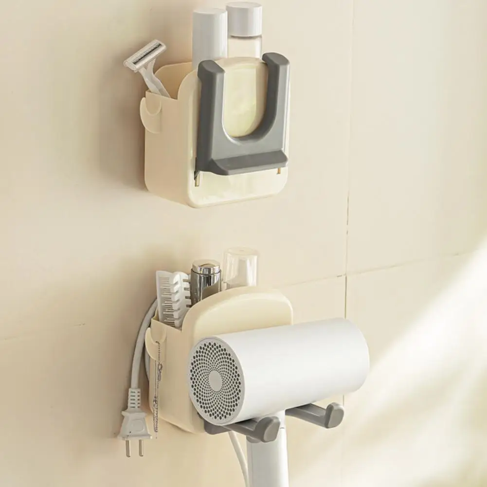 

Storage Rack for Hair Dryers Universal Wall Mount Hair Dryer Holder with Hooks Foldable Bracket for Bathroom Hair Dryer Storage