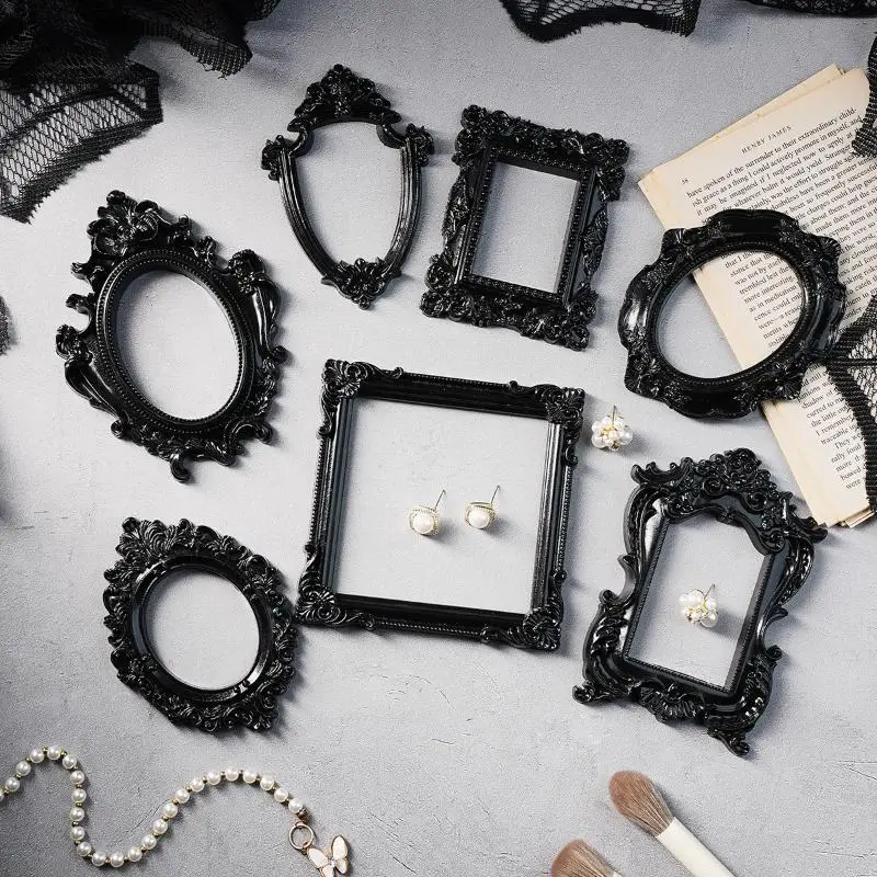 Hot Sale 1Pcs European-style Resin Material Black-edged Prop Photo Frame, DIY Wall Decoration, Suitable For  Props