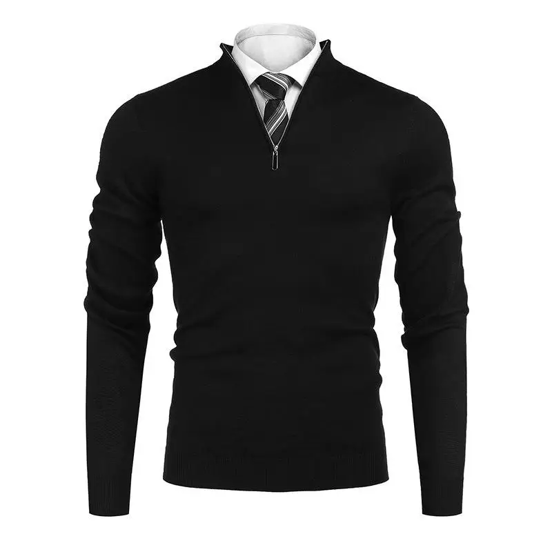 

Brand Cotton Pollovers Sweater Men Casual Sweaters Pull Homme Knitted Pullover Half Zipper Turtleneck Knitwear Polo-Collar S-2Xl