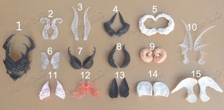 HeHeBJD BJD accessories horns and ears , wings 1- 10