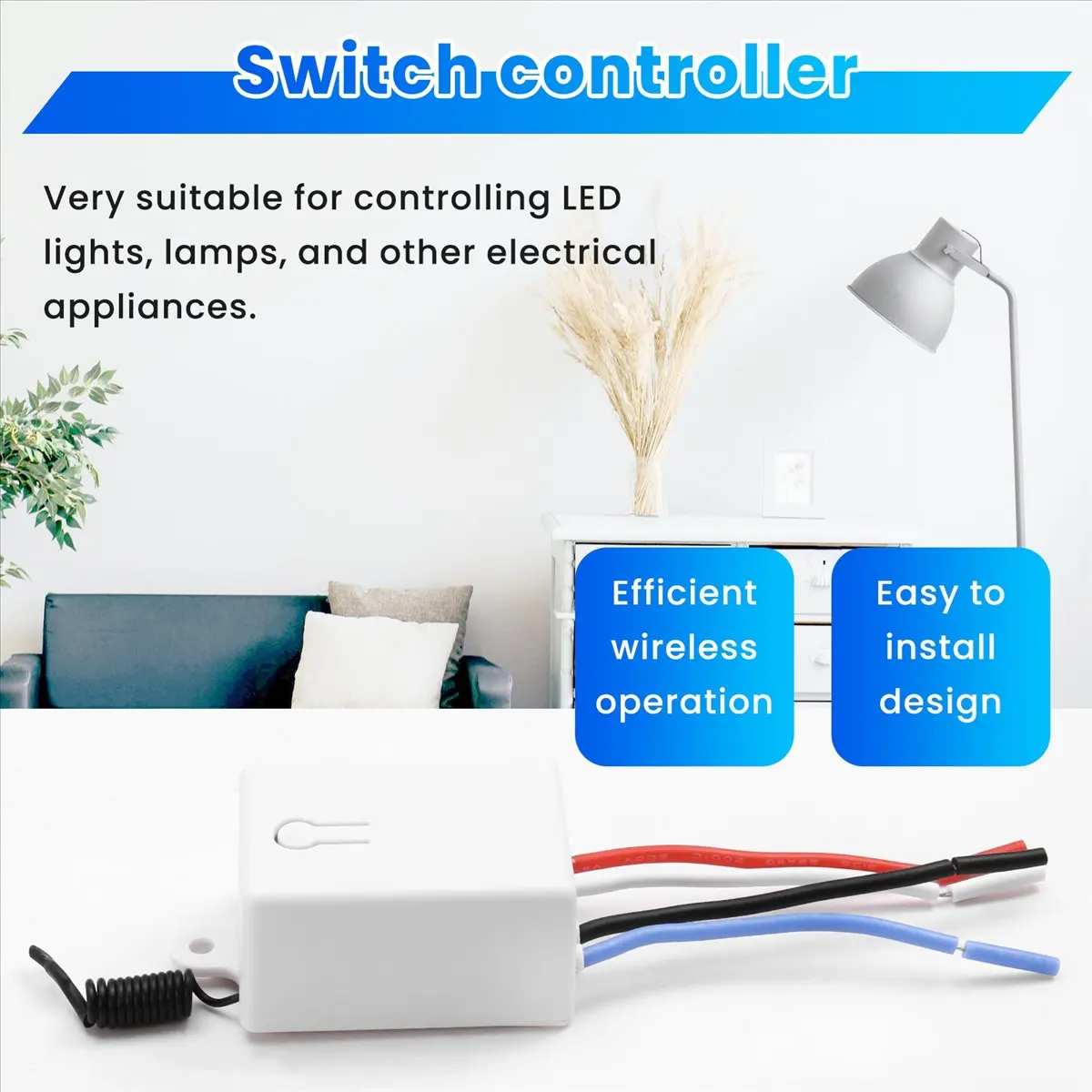 Active Phase LED Light Wireless Remote Control Switch Receiver Wiring-Free Wireless Smart Switch