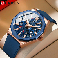 CURREN Fashion Creative Design Watches Men Quartz Silicone Strap Date Wristwatches for Male Clock with Luminous Hands