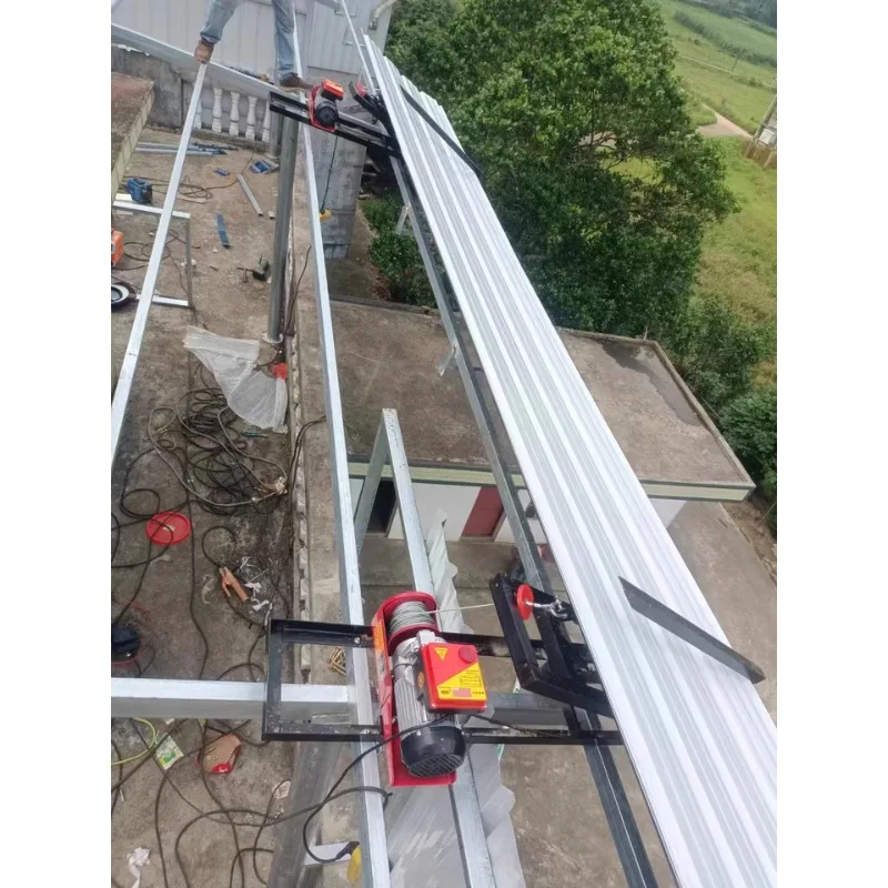 Small electric 220v wireless remote control tiling machine hanging frame hanging folding color steel tile resin tile