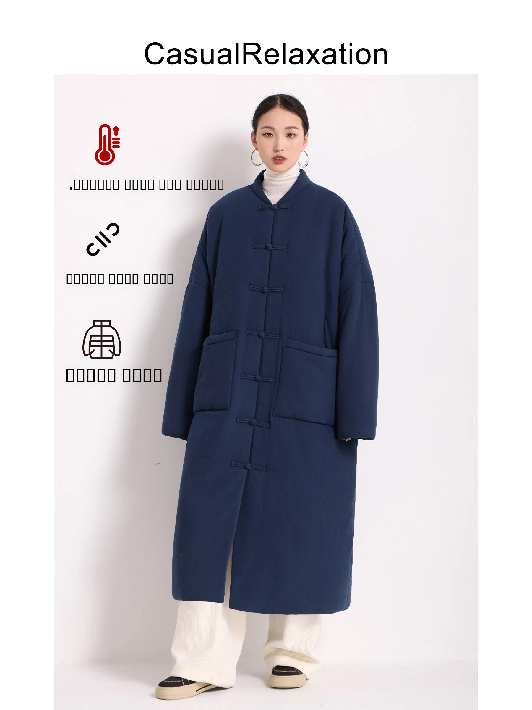 

Новое женское длинное пальто из хлопка в стиле ретро, в китайском национальном стиле, зимнее, повседневное, для отдыха, в стиле тан-костюм