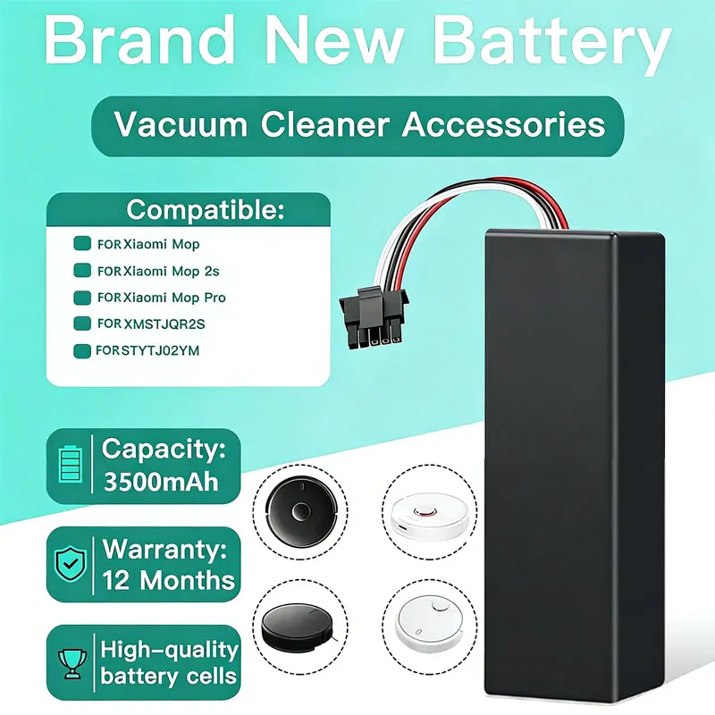 

2026 New 3500mAh 14.4V/14.8V Li-ion Battery for Conga 3290 3390 3490 3590 3690 3790 3890 for Xiaomi Mop STYTJ02YM For Haier JX37