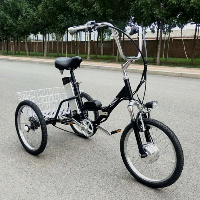 Vélo électrique pliable pour adultes de 20 pouces à 3 roues, moteur sans balais 36V250W, autonomie d
