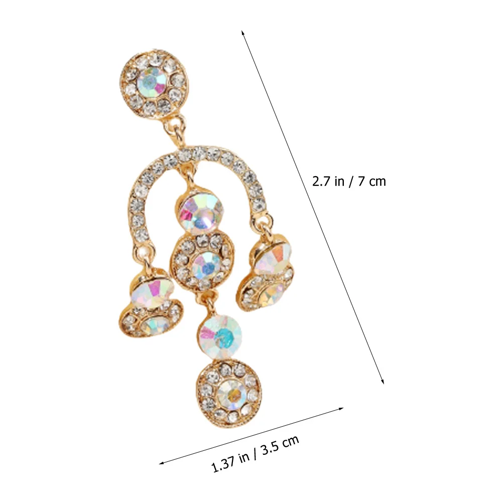 1 زوج قصر نمط الثريا أقراط سبيكة حجر الراين الزفاف المشاركة حفلة موسيقية أقراط للنساء أنيقة طويلة استرخى #5