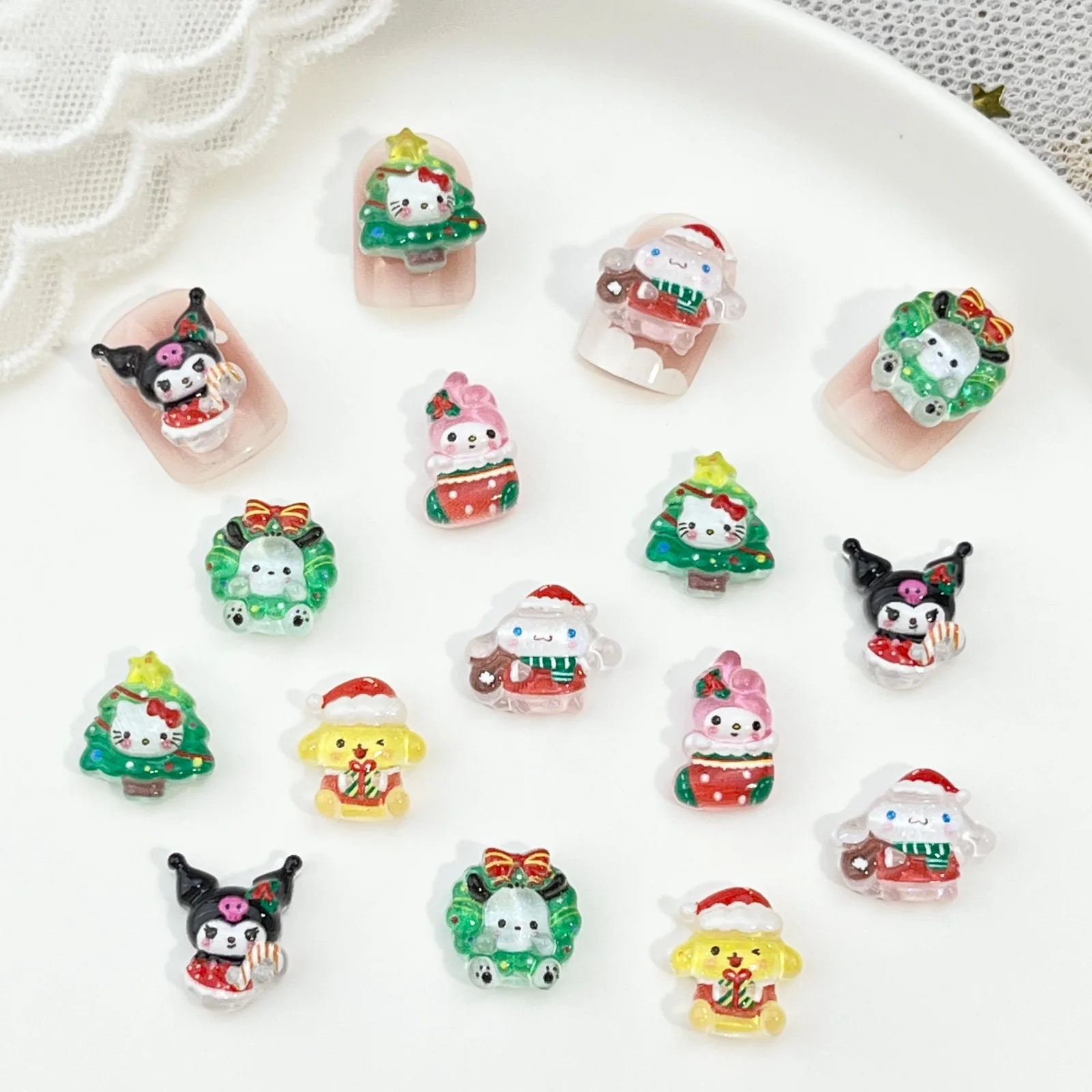 50 قطعة جديد صغير الراتنج الكرتون عيد الميلاد هريرة جرو شجرة عيد الميلاد فلاتباك حلية صنع المجوهرات مانيكير Hairwear اكسسوارات #3