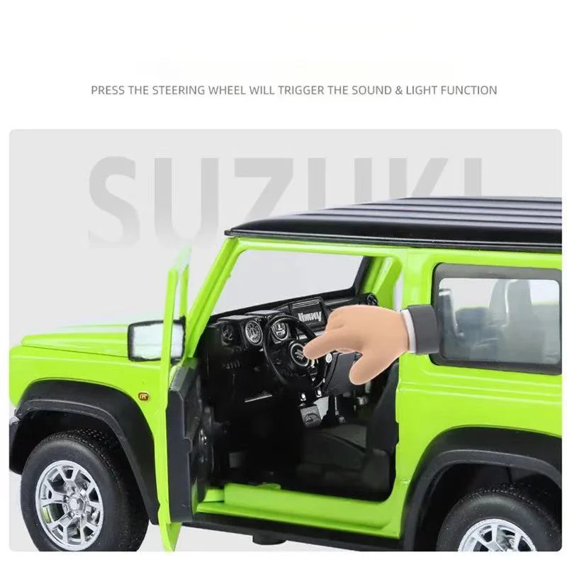 New 1:24 SUZUKI Jimny Off-Road Simulation Alloy Car Model Sound and Light - Suitable for  Children's Toys and Collections