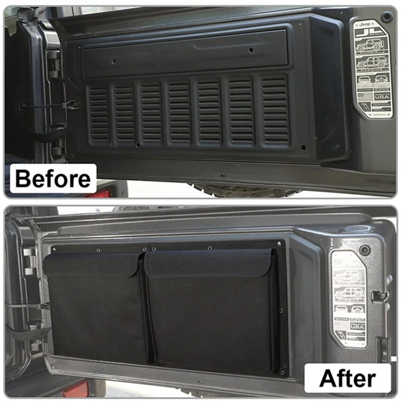 

BT-For Jeep Wrangler JK JL 2007-2023 Tail Door Storage Bag Tool Kit Trunk Organizer Car Accessories ,Black