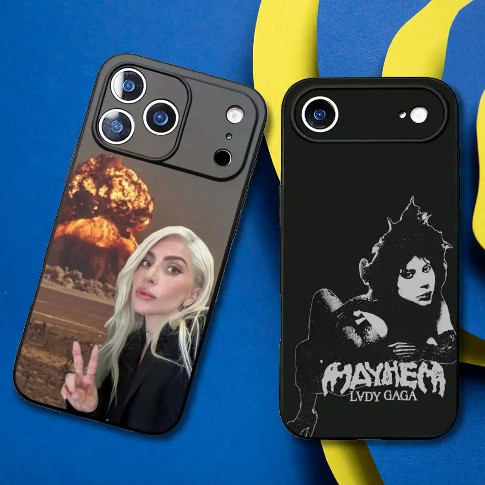 

Singer L-Lady Gaga Mayhem Phone Case For iPhone17,16,15,14,13,12,11 Plus,Pro Max Soft Black Cover
