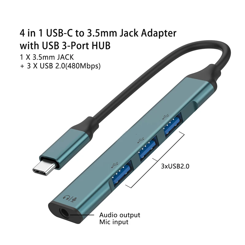 Adaptateur de hub Usb-c airies de jeu Plug and Play Station d'accueil pour ordinateur portable Câble d'extension 6 000 Ordinateur de bureau Convertisseur USB-C pour ordinateur portable