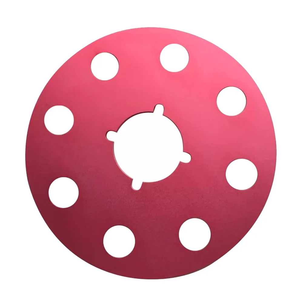 Custom CNC-cut aluminum metal flange with anodized red finish Industrial-grade high-precision circular metal disc