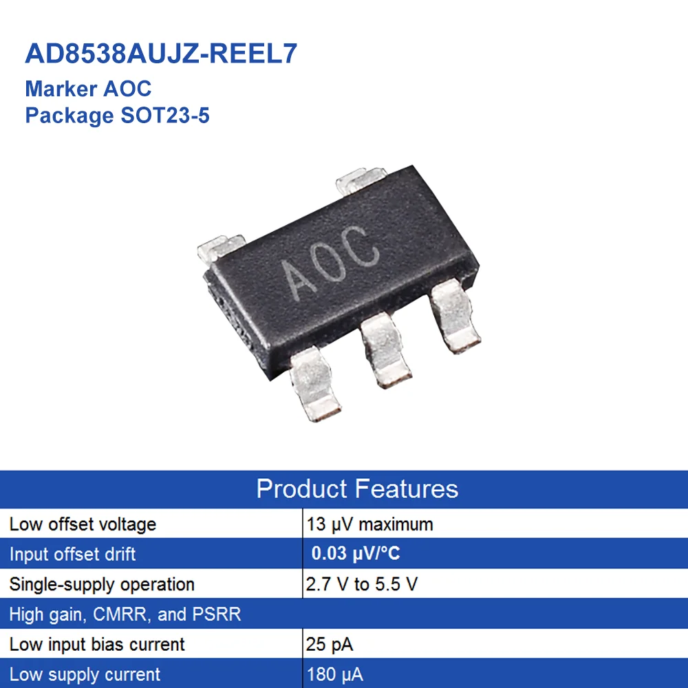 5PCS AD8538AUJZ-REEL7 Low Power AutoZero Amp SOT23-5 Marker AOC Precision amplifier ic BRAND NEW