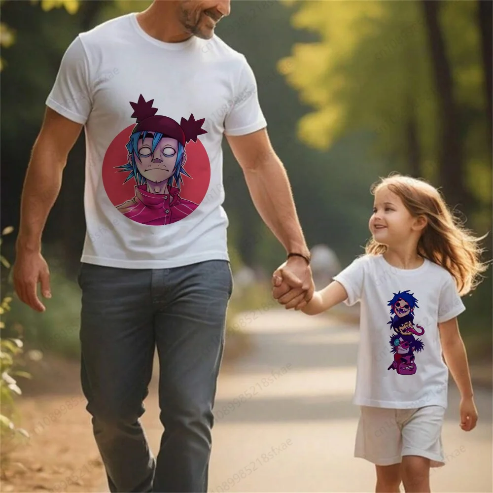 Gorillaz PUNK ROCK ChakaKhan Noodle Cartoon Young Girl Family Matching Outfits Mommy and Me Top Kids Boys Child Print Tee