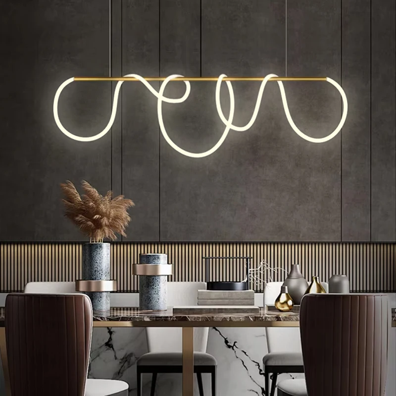 

Led Chandeliers For Living Room Dining Pendant Modern Style Hanging Lamp For Ceiling Linear Lamp Long Strip Designer Light 200CM