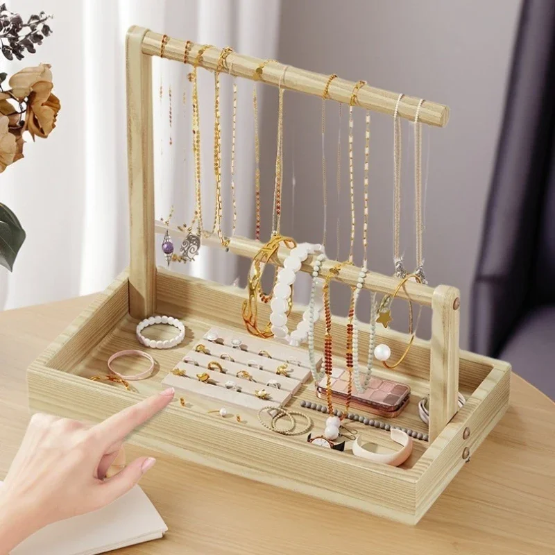 Wooden jewelry stand, luxurious bracelet display stand, vintage women's necklace organizer, desktop decorative jewelry storage s - view 6
