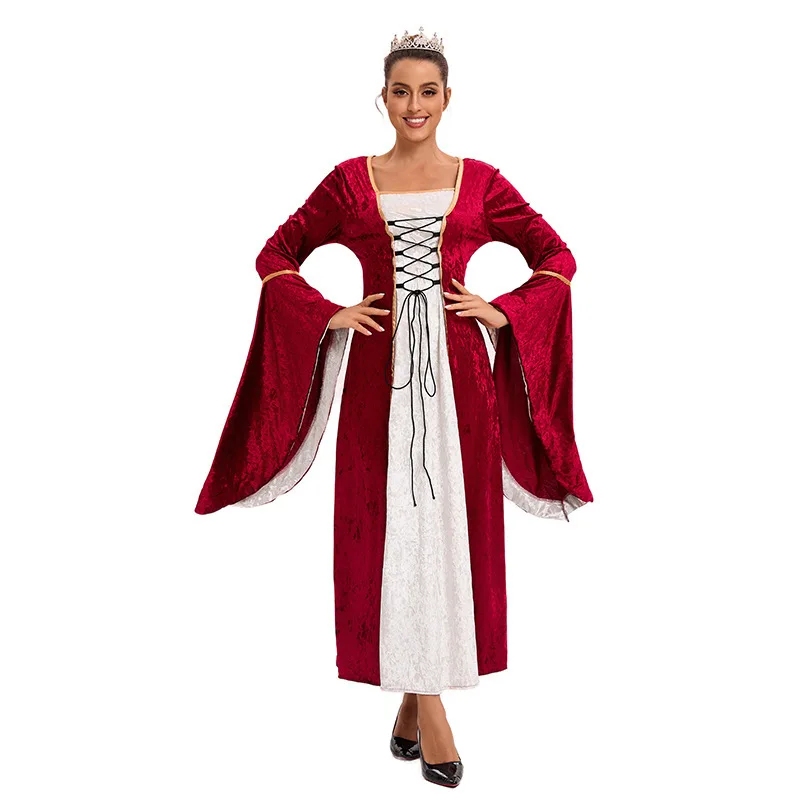 Halloween Hit Queen Court Kostüm Long Sve Gürtel Langes Dr Performance Kleid Bühnenaufführungskleidung Damen Faion