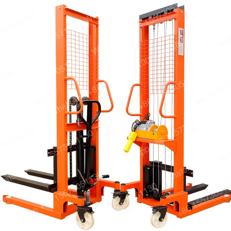 Manual hydraulic stack truck Semi-electric stack 2 tons electric fork Manual handling lift forklift