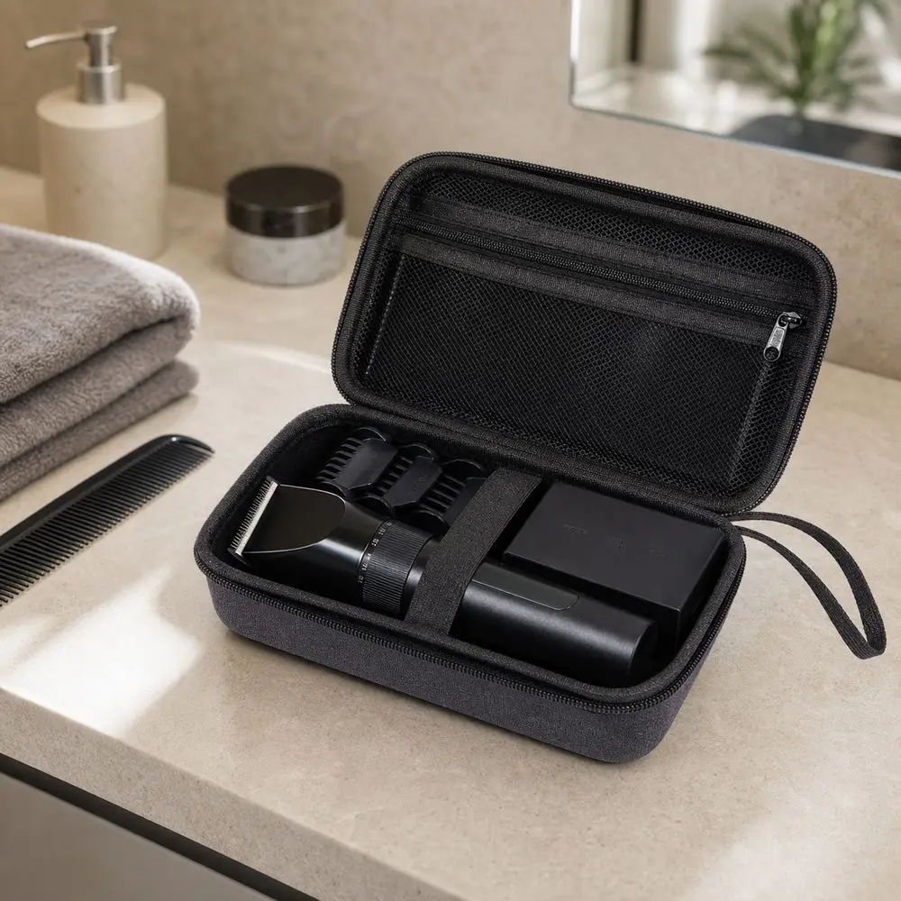Trimmer Carrying Case Hair Clipper Case Grooming Storage Case Hard Shell Grooming Tool Case EVA Mesh Pocket