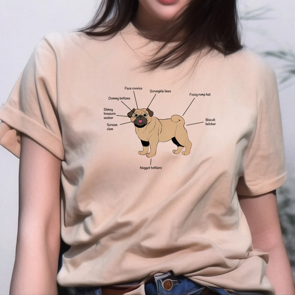 

Pug top women summer streetwear tshirt female 2000s y2k anime clothes