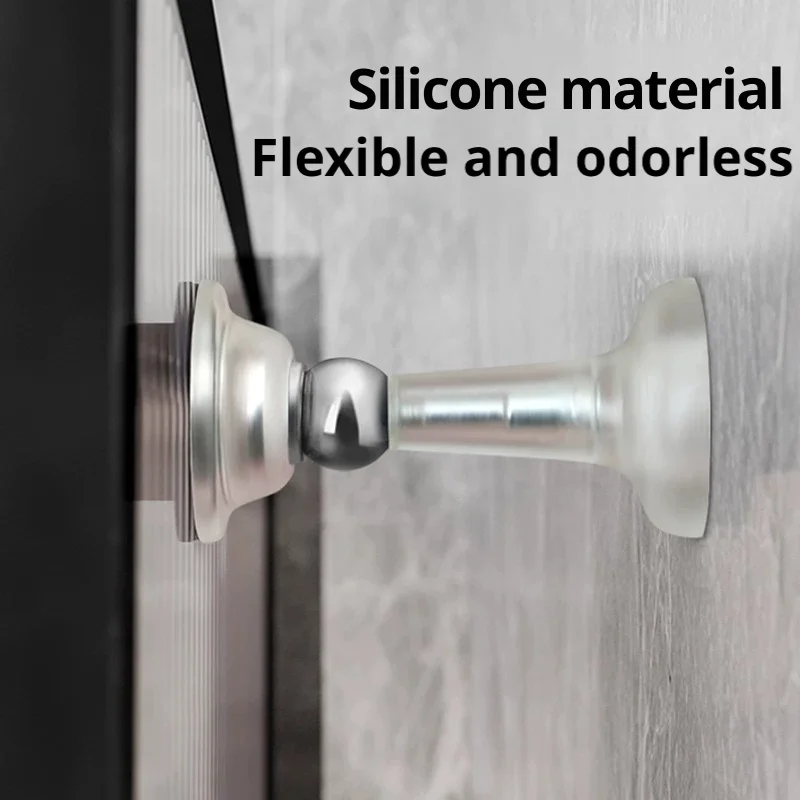 Heavy Duty Silicone Door Stopper, No-Drill Floor Suction Anti-Collision Magnetic Fixed for Bathroom Behind-Door