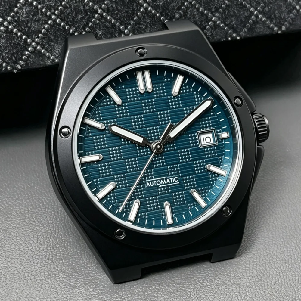 New stylish casual black men's mechanical watch face, replace the strap, equipped with MIYOTA 8215/ST1612 movement men's watch