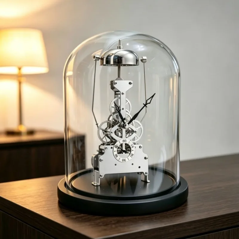 Glass Cover Decoration Desk Clock Modern Luxury Creative Table Clock Aesthetic Gear Retro Desktop Clocks Transparent Clock