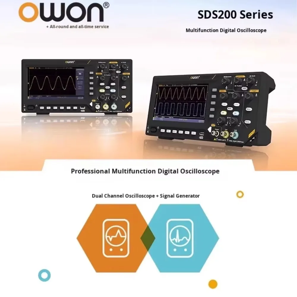OWON SDS210/215/220(S) Digital Oscilloscope 100–200MHz with Optional Signal Source
