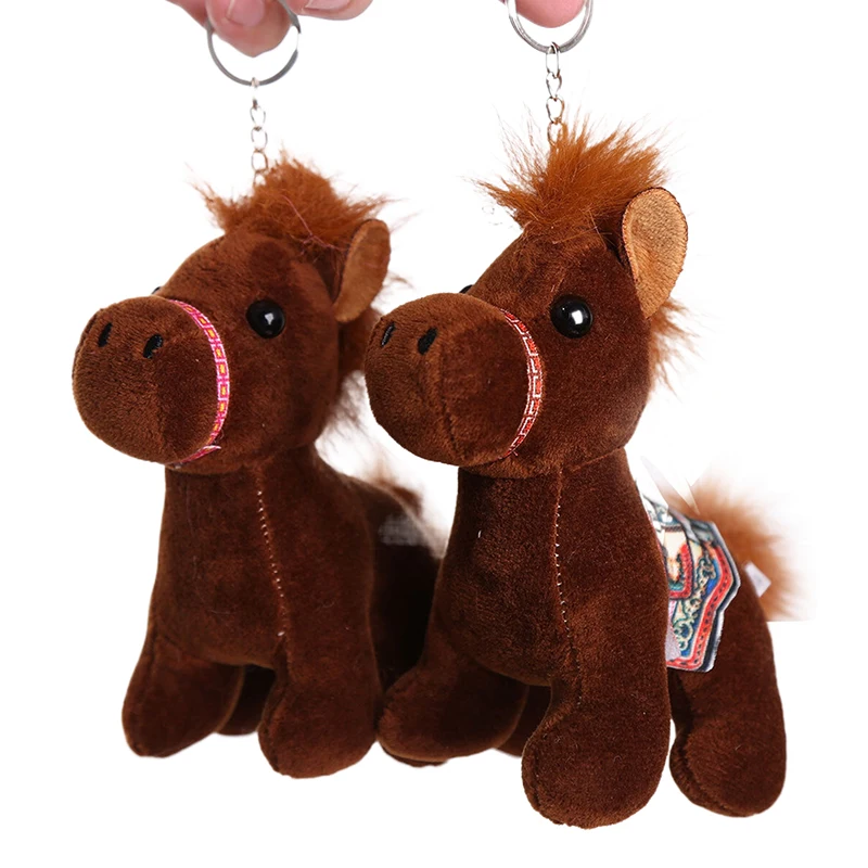 Lindo Mini caballo colgante Keychian juguete de peluche Kawaii simulación Animal muñeco de peluche esponjoso bolsa decoración niños caballo del zodiaco regalos