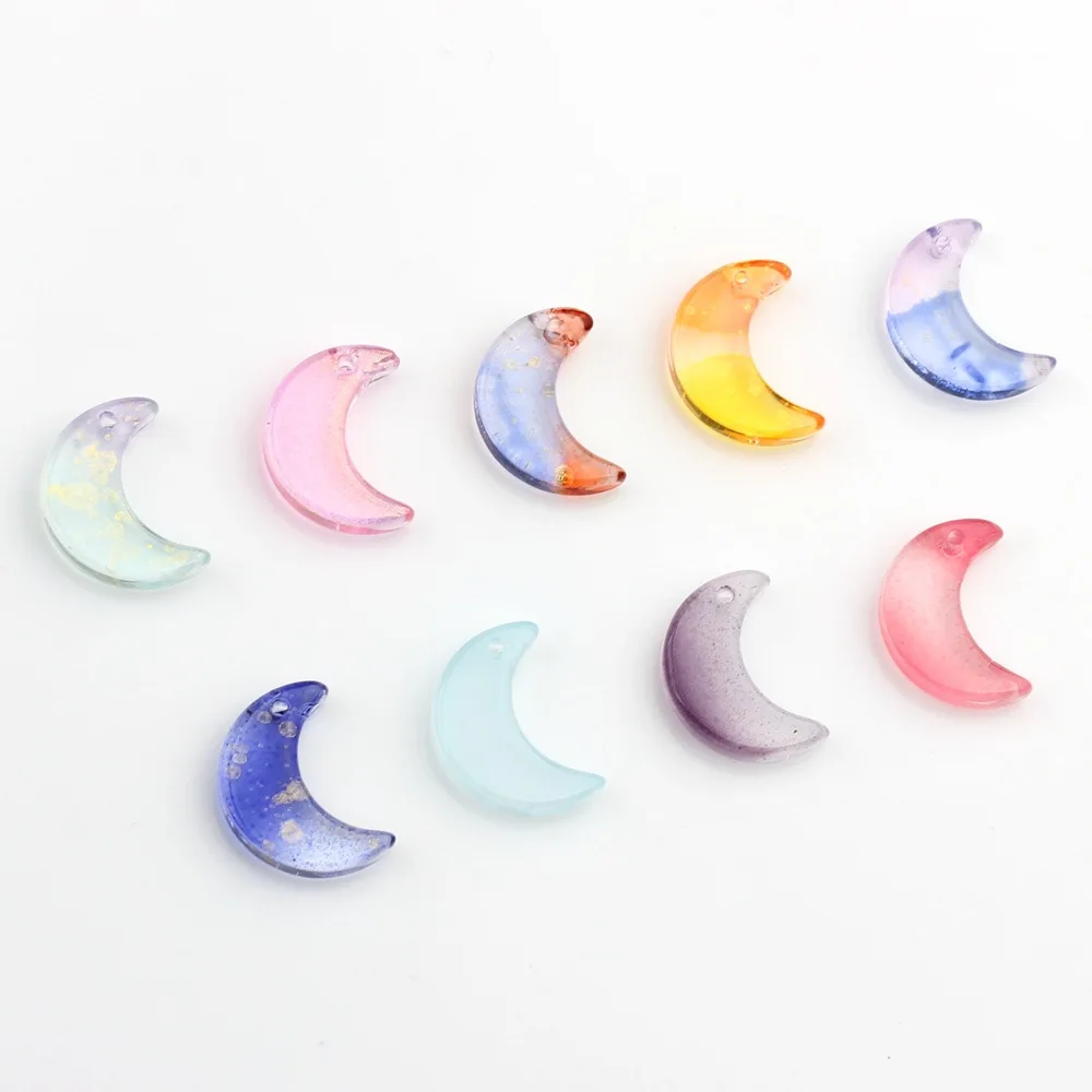 DIY Jewelry Accessory Kit - Moon Glass Beads and Clear Crystal Beads 11*16mm 50pcs/lot