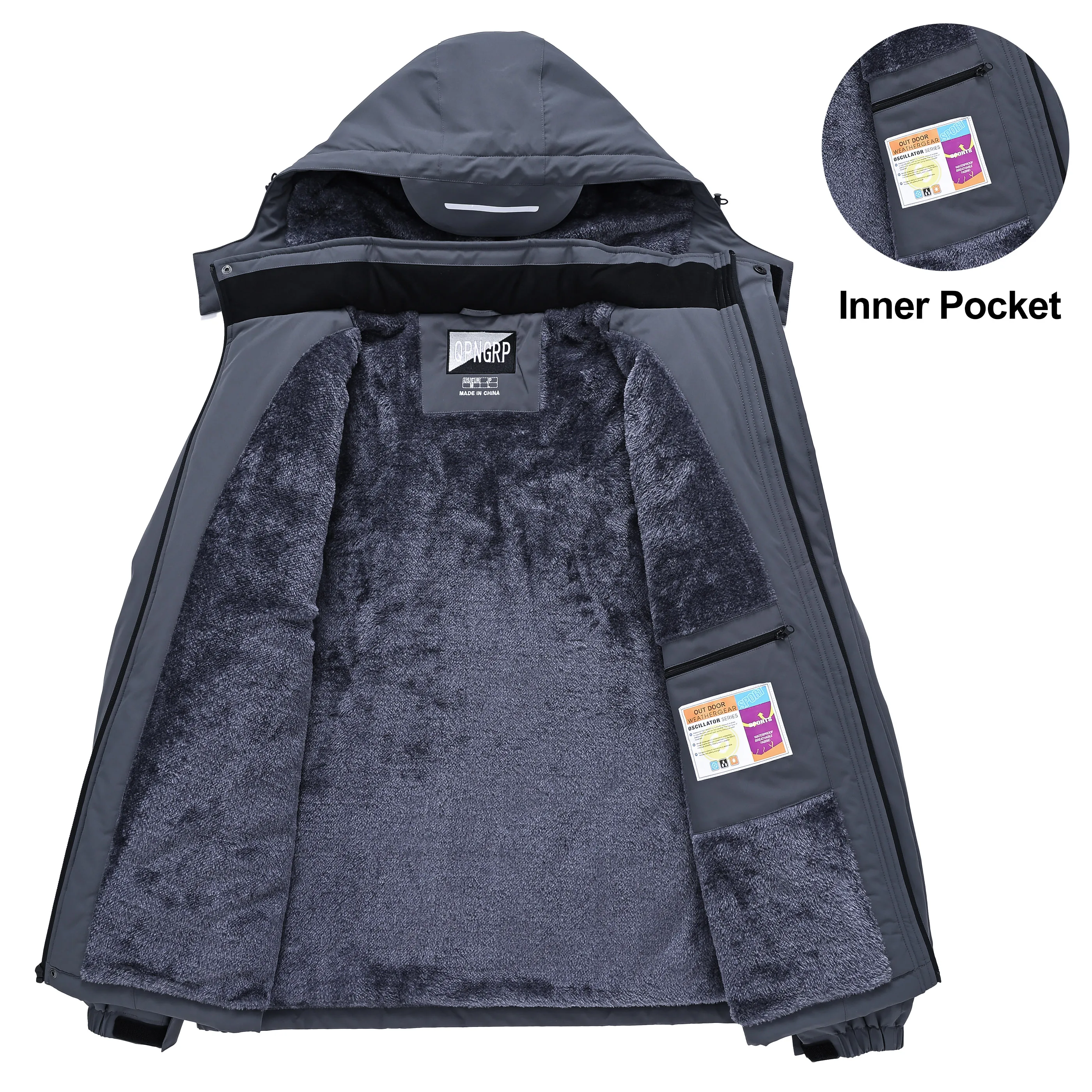 Winter Wasserdichte Winddichte Fleece-Gefütterte Jacken Herren Wanderjacken Outdoor Abnehmbare Kapuzenmäntel Ski Snowboard Oberbekleidung – Detail 33
