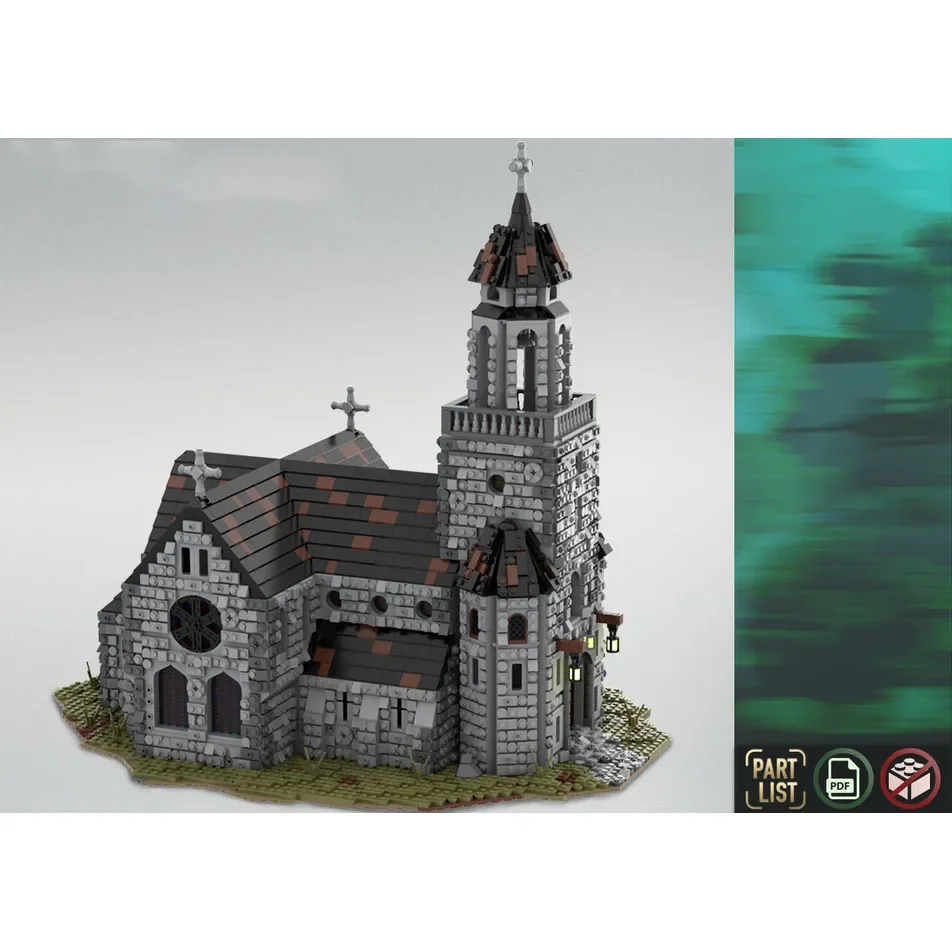 MOC Building Block Model MOC Medieval Cathedral Modular Collection Center Bricks Model Toys